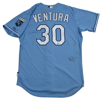2015 Yordano Ventura Game Worn KC Royals Home Jersey-Worn in Win and World Series Champs Season! (MLB Authenticated)